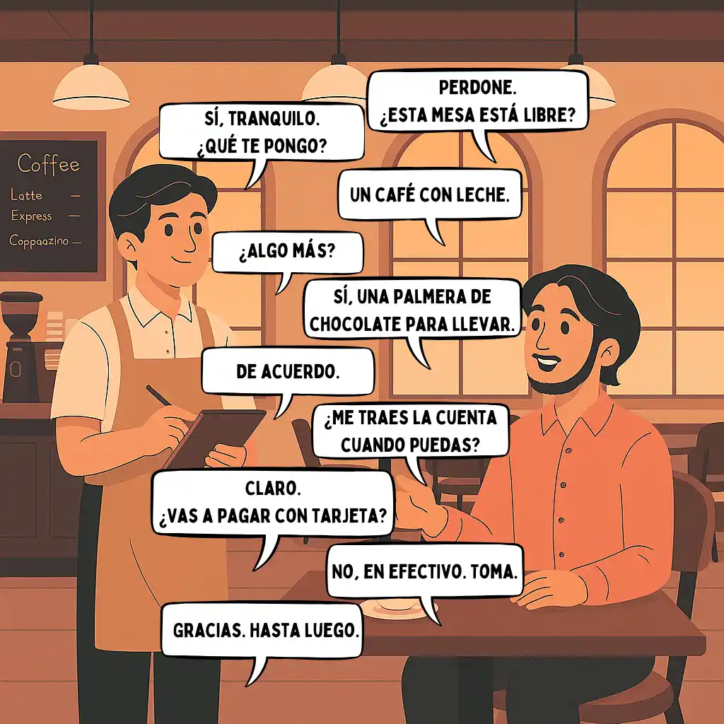 Everyday Spanish Survival Guide at a Coffee Shop